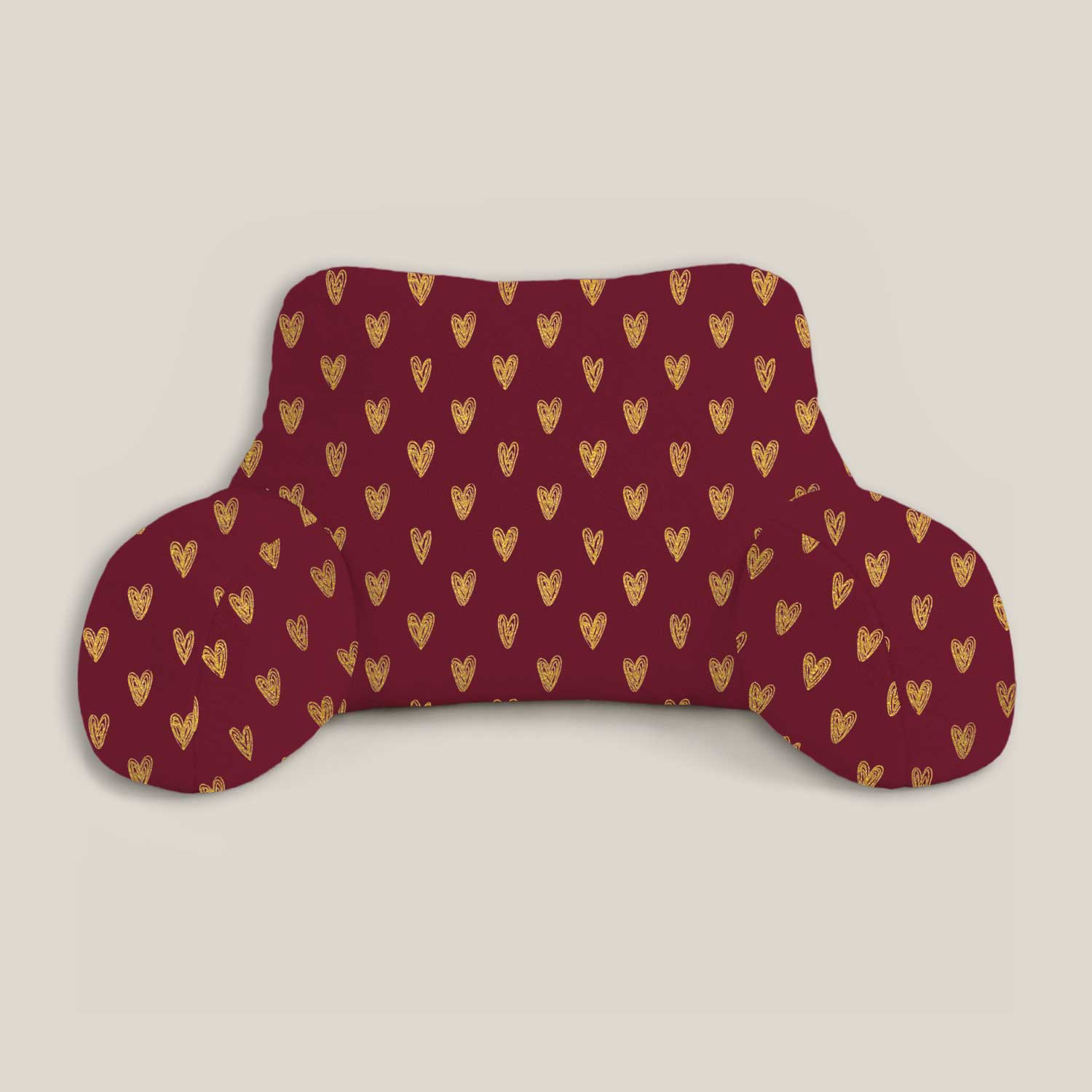 Adult Gold Hearts Print Cuddle Cushion