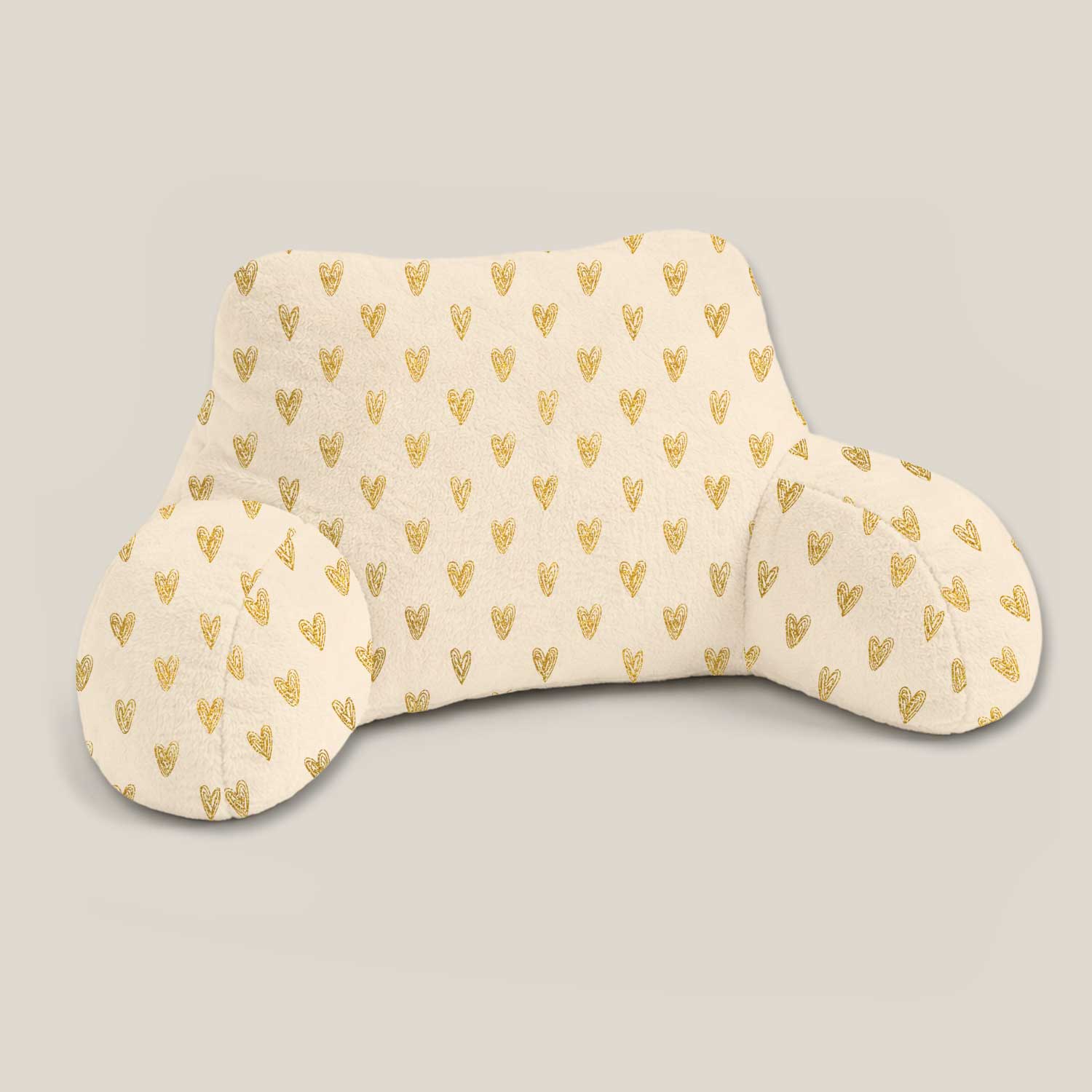 Adult Gold Hearts Print Cuddle Cushion