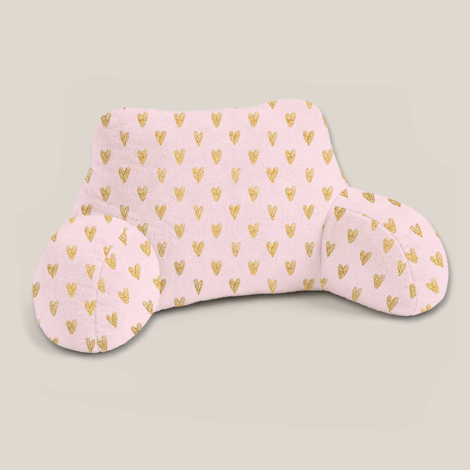 Adult Gold Hearts Print Cuddle Cushion