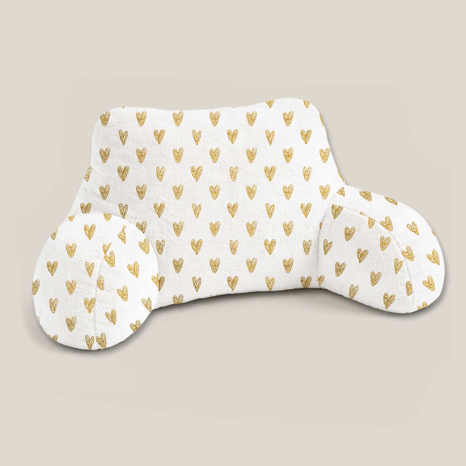 Adult Gold Hearts Print Cuddle Cushion
