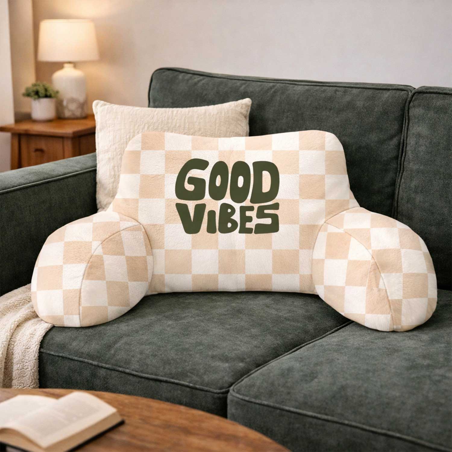 Adult Good Vibes Checkerboard Cuddle Cushion
