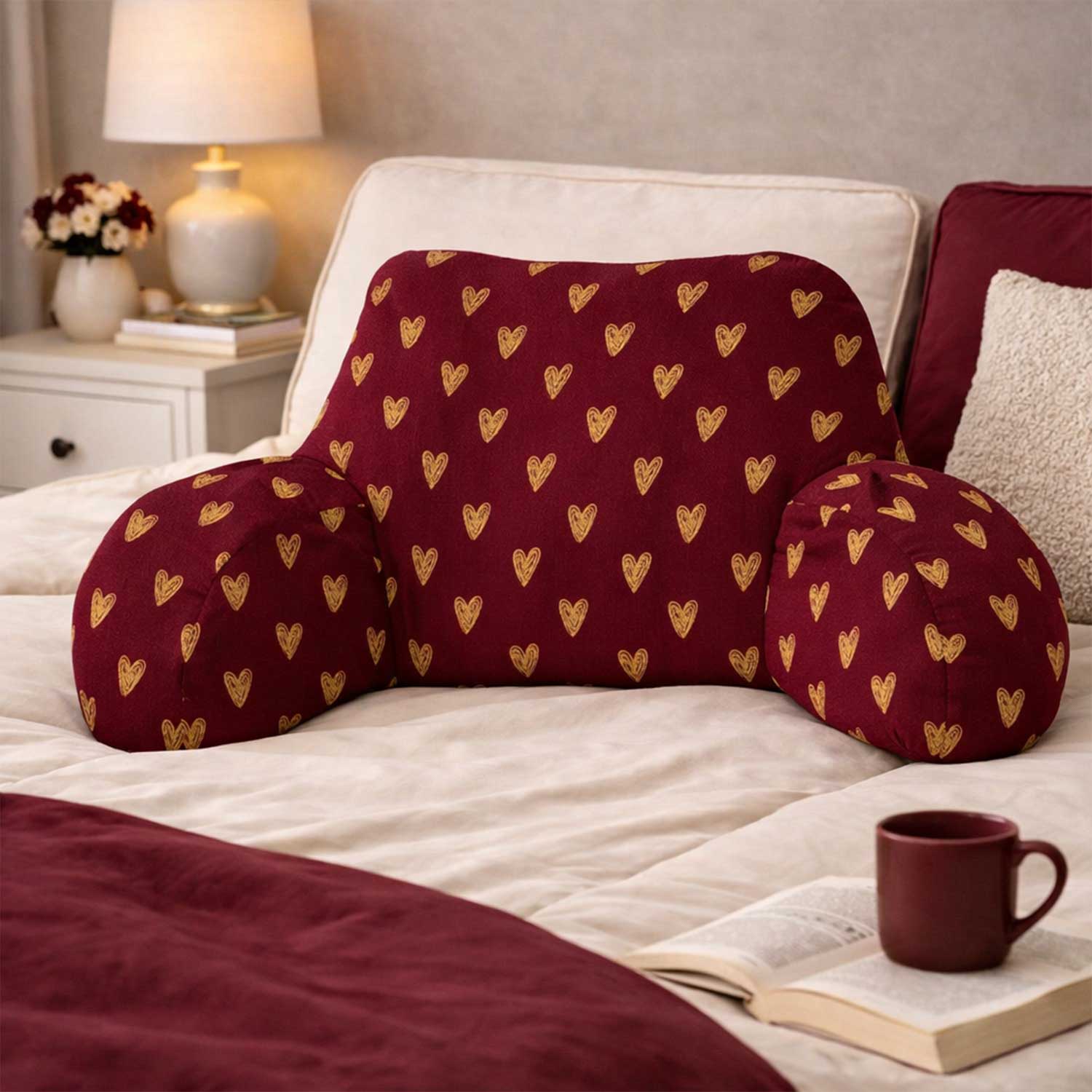 Adult Gold Hearts Print Cuddle Cushion