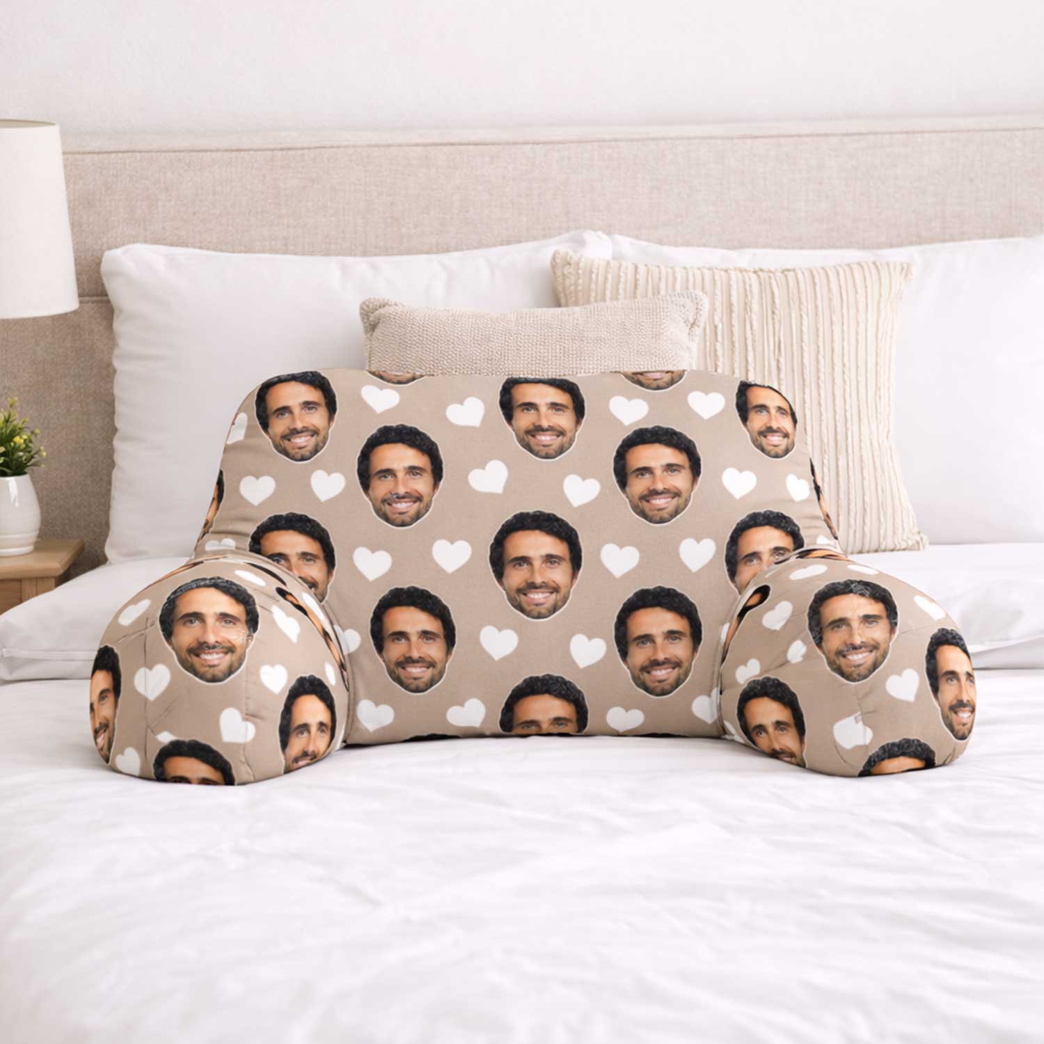 Personalised Face Hearts Cuddle Cushion