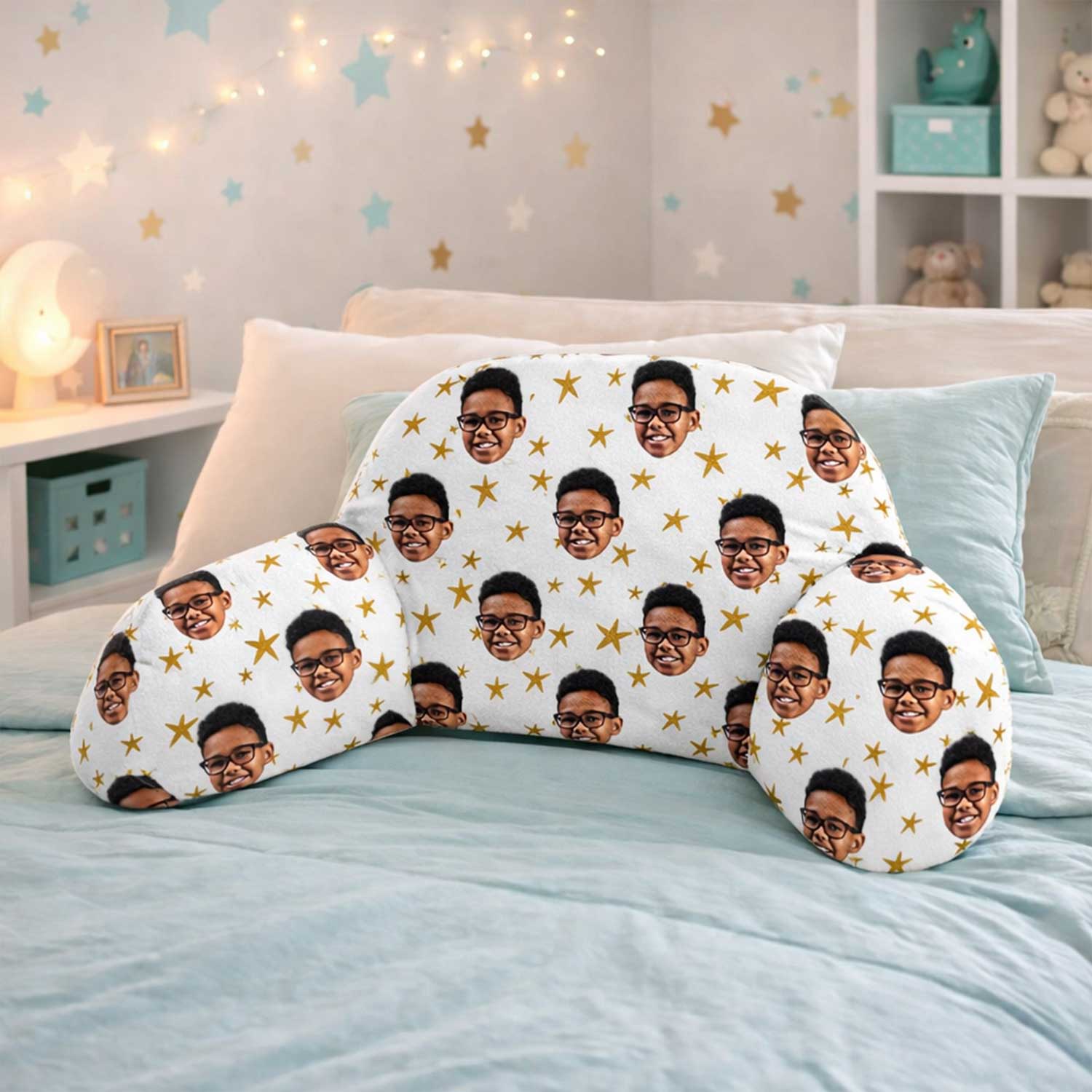 Personalised Kids Star Pattern Cuddle Cushion