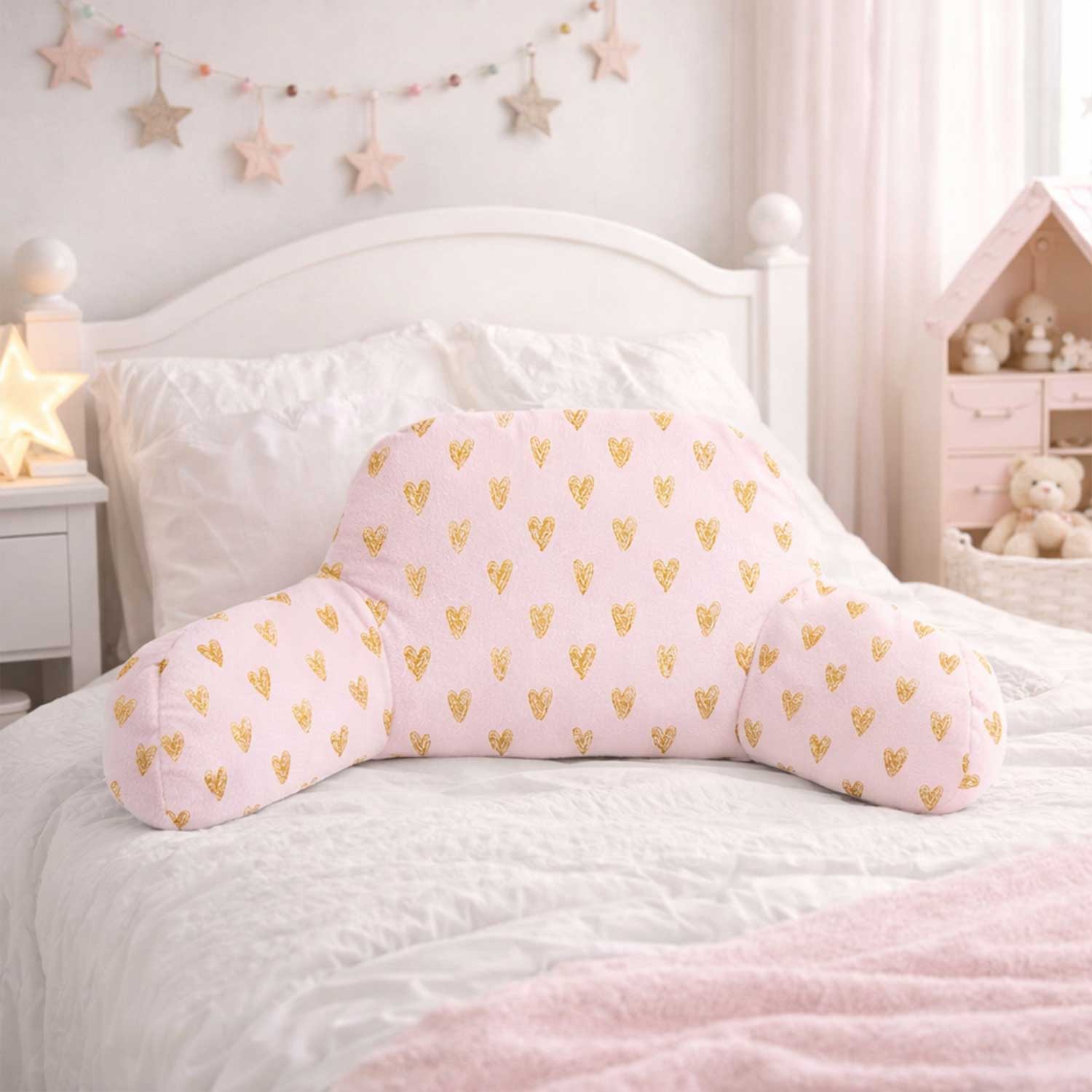 Kids Gold Hearts Print Cuddle Cushion