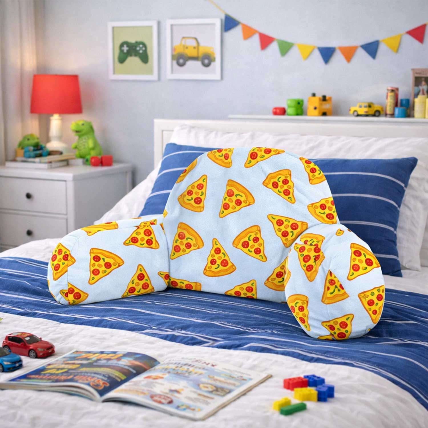 Kids Pizza Print Cuddle Cushion