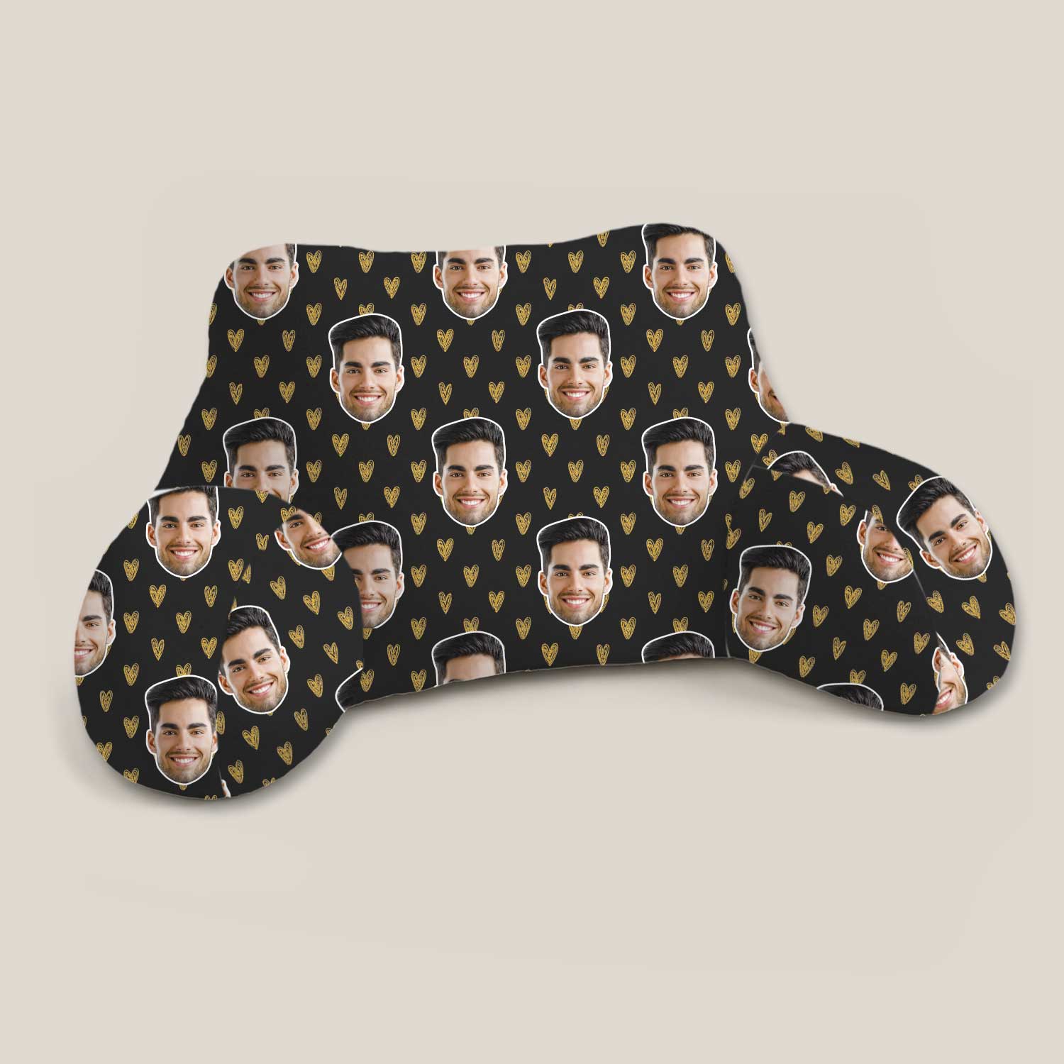 Personalised Gold Hearts Cuddle Cushion