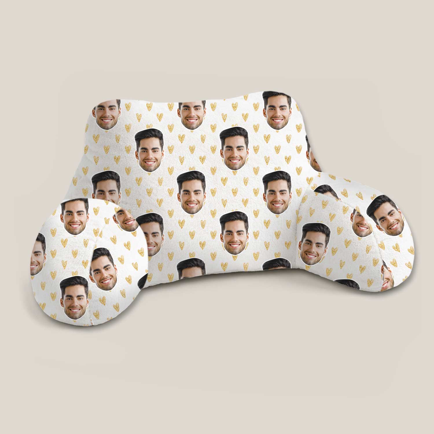 Personalised Gold Hearts Cuddle Cushion