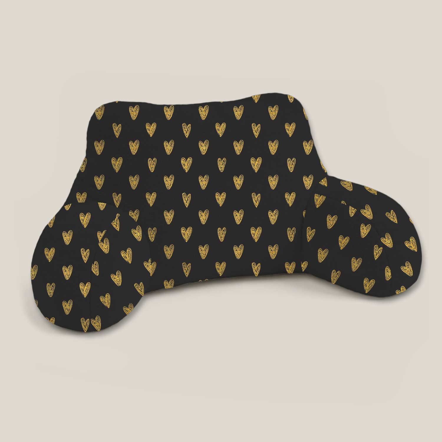 Adult Gold Hearts Print Cuddle Cushion