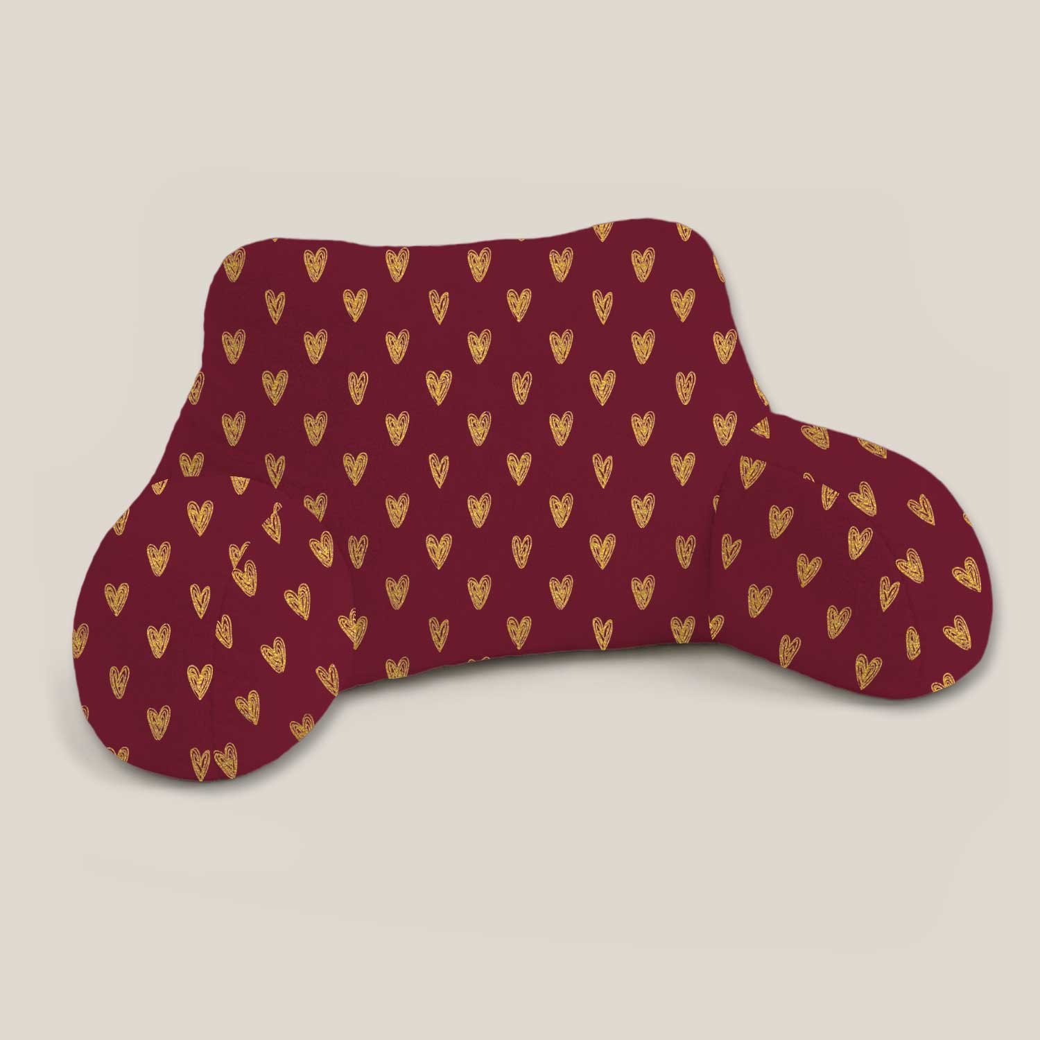 Adult Gold Hearts Print Cuddle Cushion