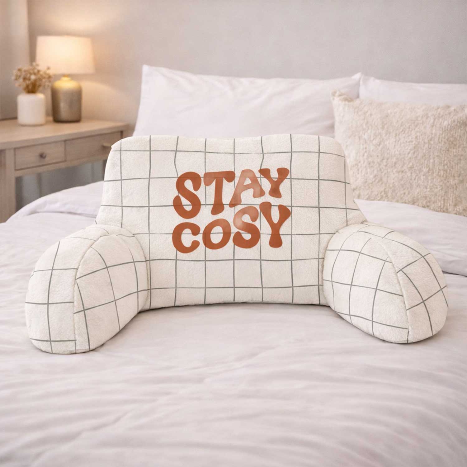 Adult Stay Cosy Grid Print Cuddle Cushion