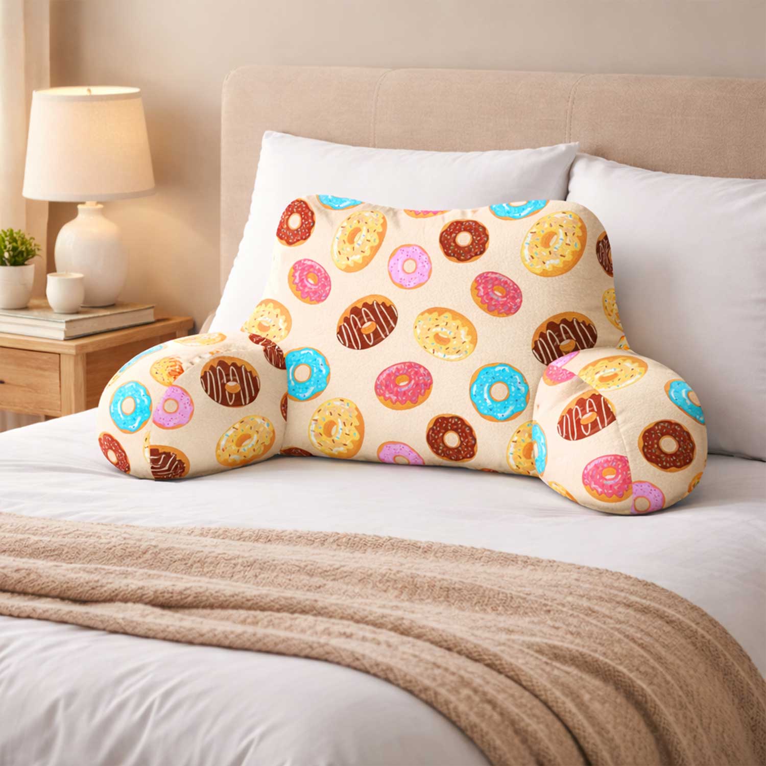 Adult Donut Print Cuddle Cushion