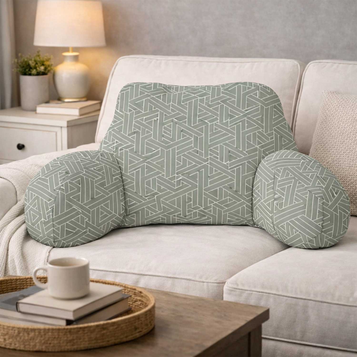 Adult Sage Art Deco Geometric Cuddle Cushion