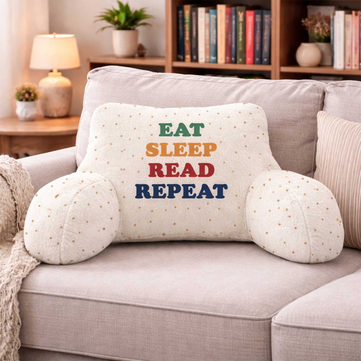 Adult Eat Sleep Read Repeat Print Cuddle Cushion