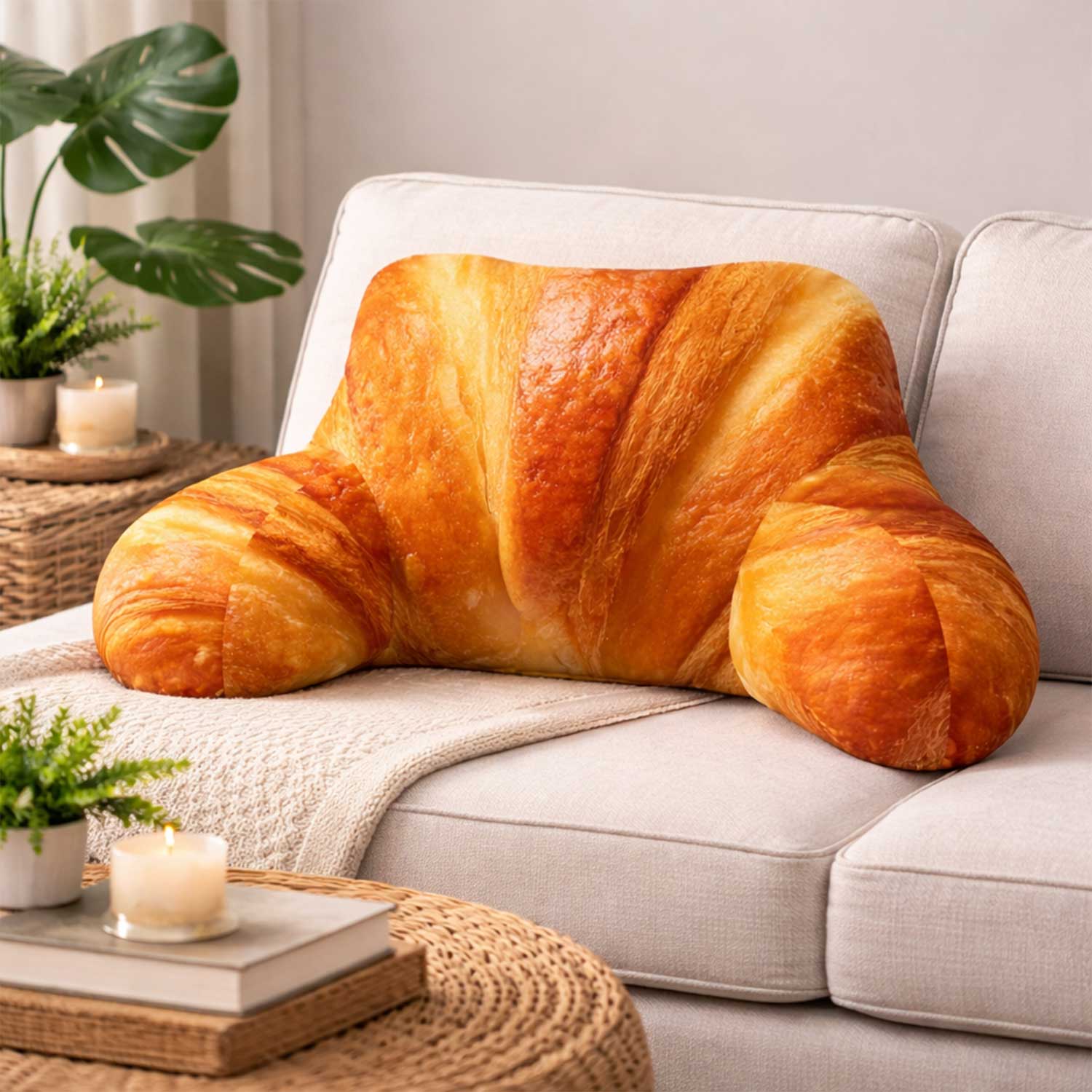 Adult Croissant Print Cuddle Cushion