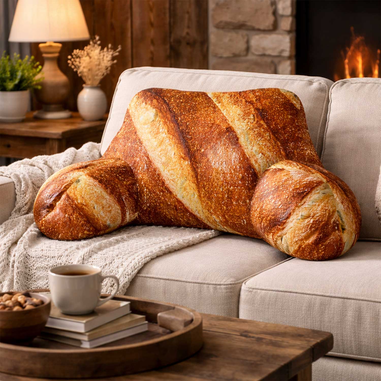 Adult Bread Loaf Print Cuddle Cushion