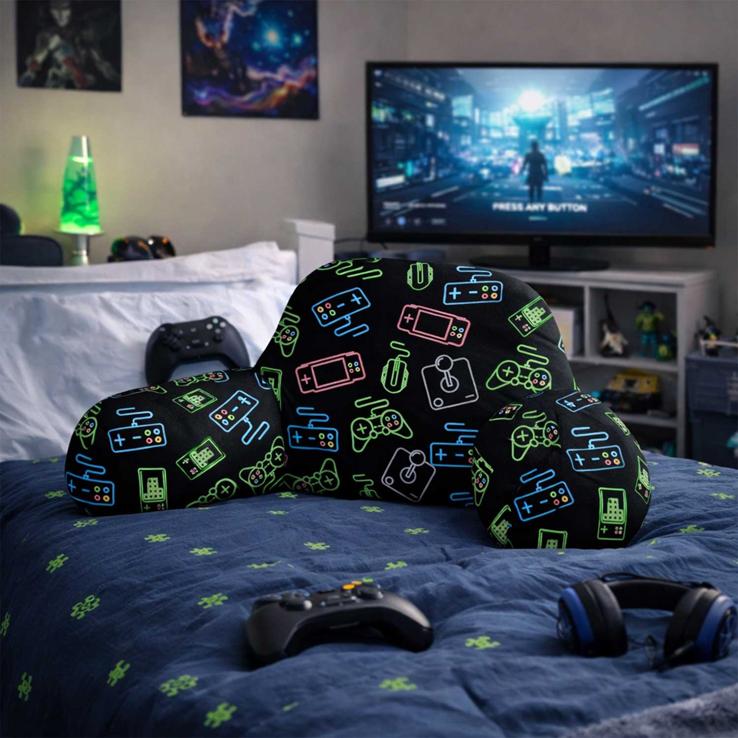 Kids Neon Gamer Cuddle Cushion