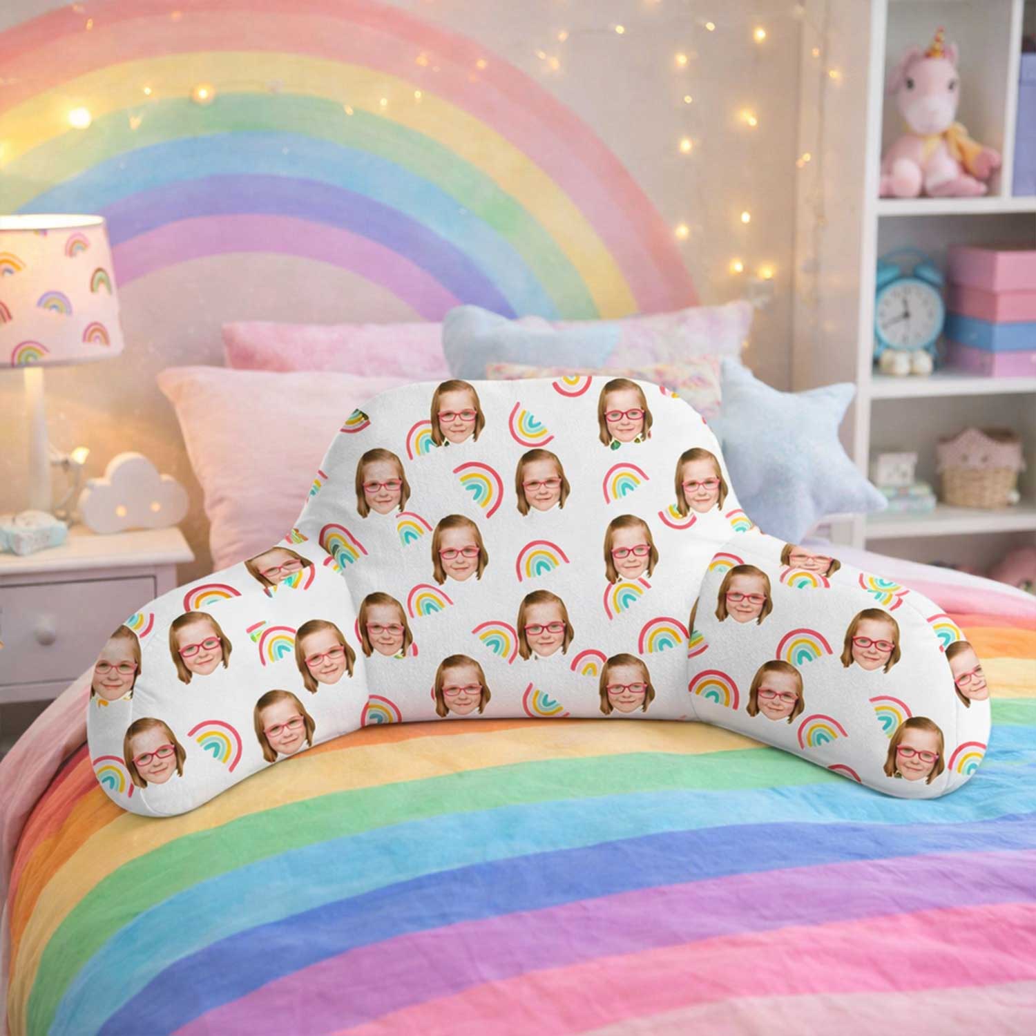 Personalised Kids Rainbows Cuddle Cushion