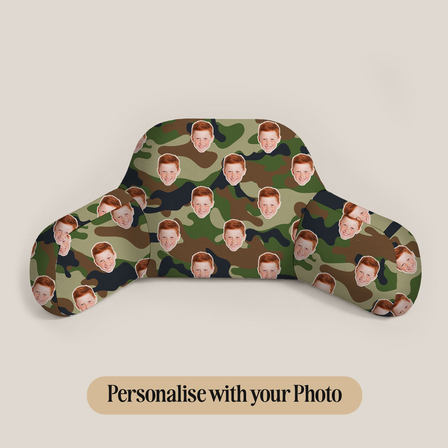 Personalised Kids Camo Green Cuddle Cushion