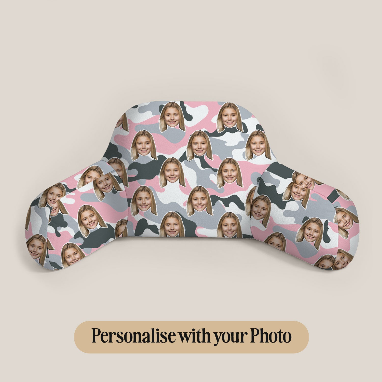 Personalised Kids Camo Pink Cuddle Cushion